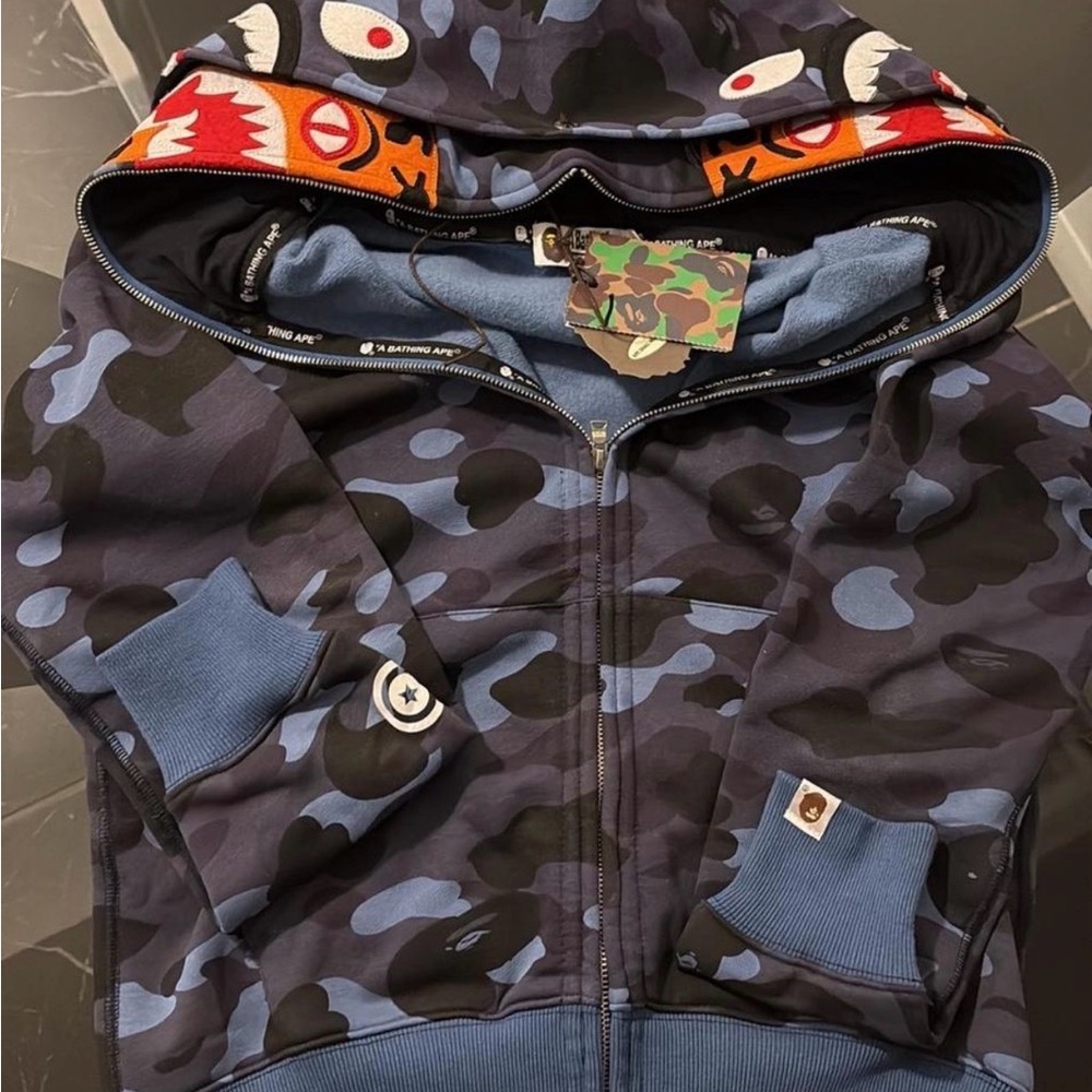 Bape Blue Camouflage Zip-Up Sweater